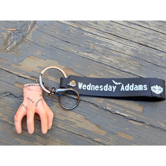 Wednesday Addams "Thing" Hand Keychain Netflix Series Lanyard Strap Goth Gift - Picture 6 of 8